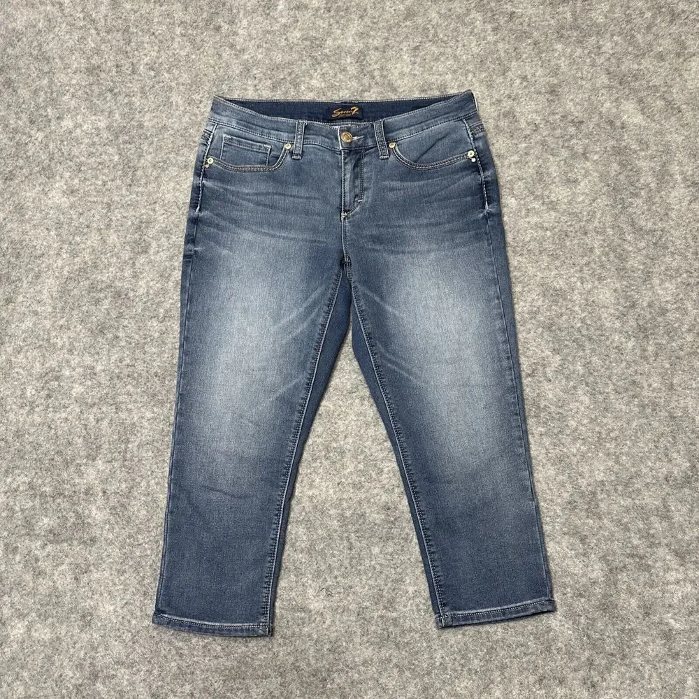 Seven7 Girlfriend‎ Women's Cropped Jeans Size 6 Blue Medium Wash Denim